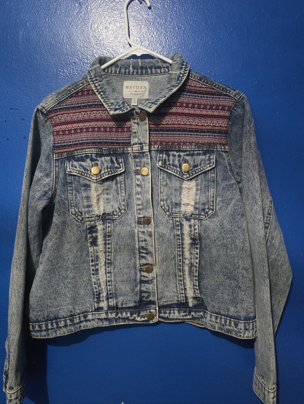 Hayden Jean Jacket Vintage Wash Distressed Womens Sz M
